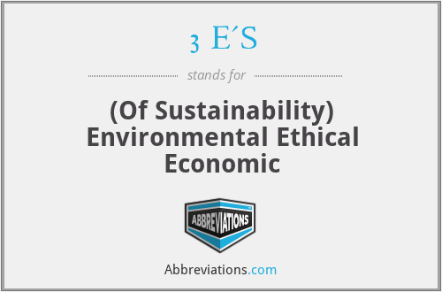 3 E'S - (Of Sustainability) Environmental Ethical Economic